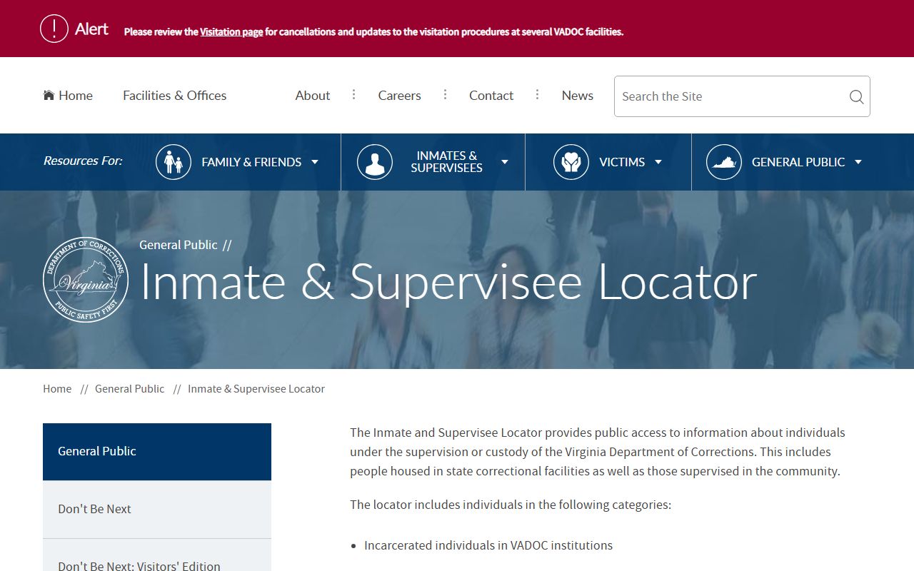 VADOC locator for Northumberland County state inmate search